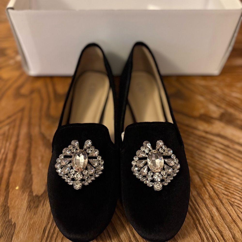 Elegant Black Embellished Women's Loafers